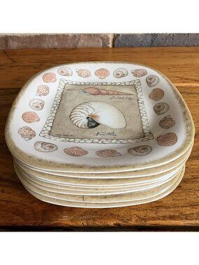 8 Keller Charles Melamine Appetizer Plates Shell Coastal Betty Whiteaker